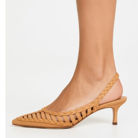 Ulla Johnson Natural Leather Slingback Braid Detail Kitten Heel size 37/6.5 - Picture 3 of 13